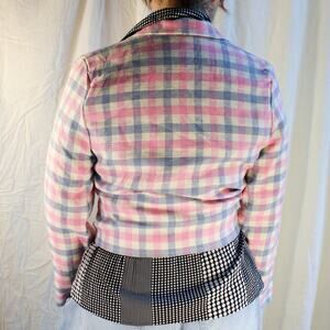 60s handmade pastel gingham cropped blazer, size s/m